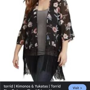 Torrid Black and Pink Floral Swim‎ Coverup
